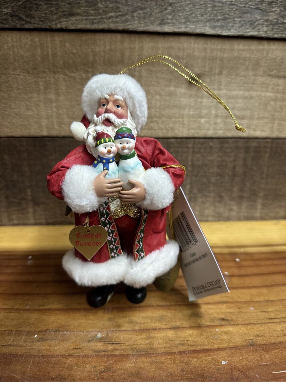 Vintage Friends Forever Santa Christmas Ornament Possible Dreams 6x3.5 In Box